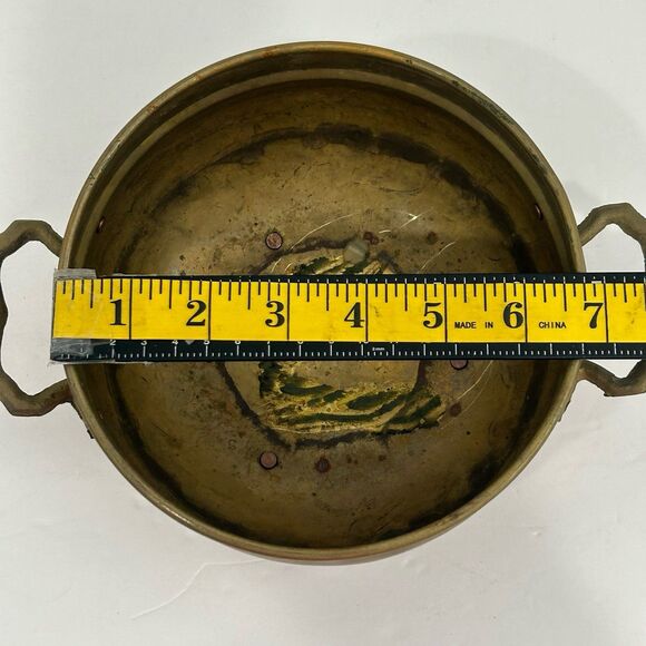 Vintage Brass Footed Planter 3 1/2" x 7" Preowned Condition - Picture 8 of 11